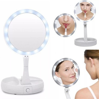 Espelho Maquiagem Aumento 10x Dupla Luz Led Organizador Usb