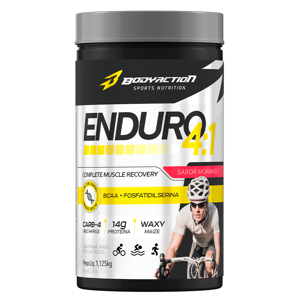 Enduro 4:1 Recovery Support - Suplemento Em Pó Bodyaction - Repositor Energético Sabor Morango Em Pote De 1.125kg