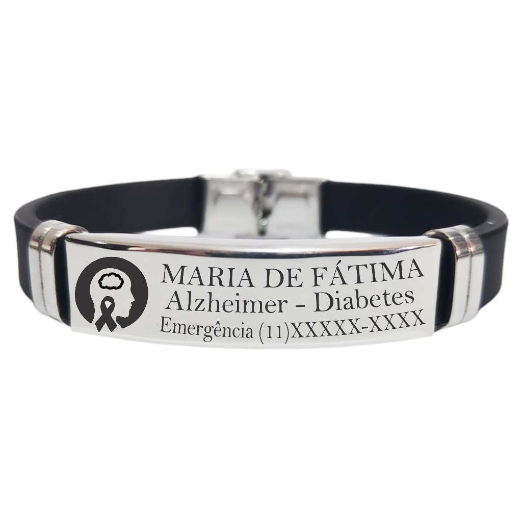 Pulseira Personalizada Alzheimer Autista Alergia - Gravação Grátis em Oferta na Shopee