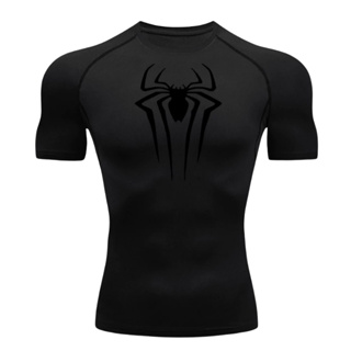 Camisa De Compressão Homem-Aranha Rash Guard Manga Curta Treino Ginástica Camiseta Esportiva em Oferta na Shopee