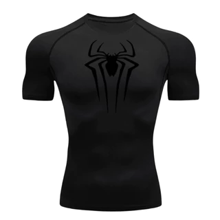 Camisa De Compressão Homem-Aranha Rash Guard Manga Curta Treino Ginástica Camiseta Esportiva