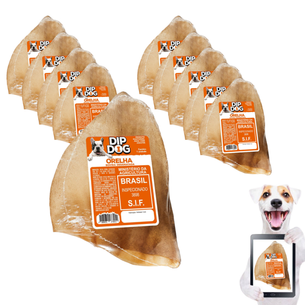 Petisco cachorro Orelha Bovina para Caes mordedor natural desidratado adestrador pet diversos kits