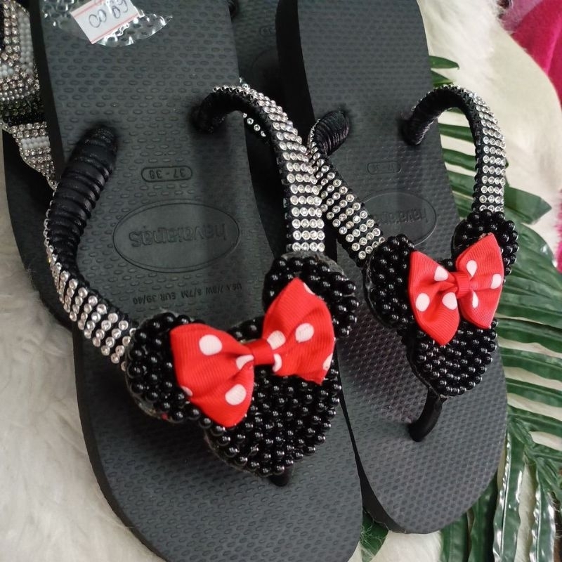 havaianas bordadas chinelo feminino customizada strass elegante