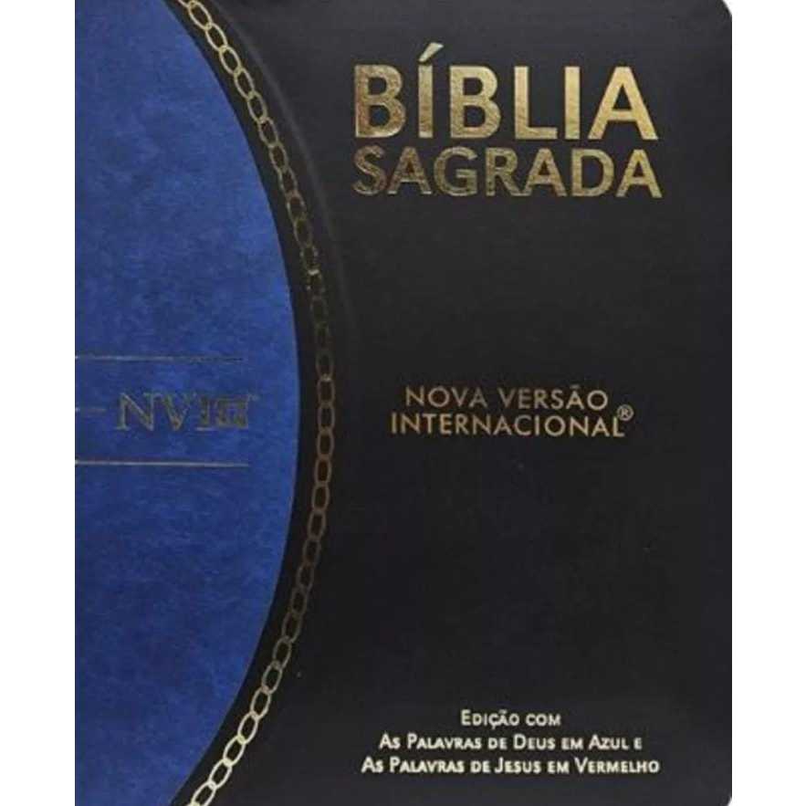 Bíblia Sagrada Slim Grande | Nvi | Letra Grande | Preto E Azul