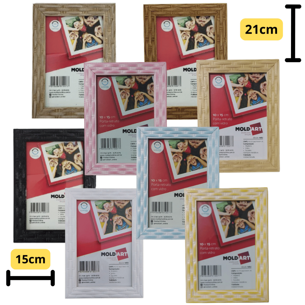 Porta Retrato de Madeira Moldart Com Vidro 15X21 Diversas Cores