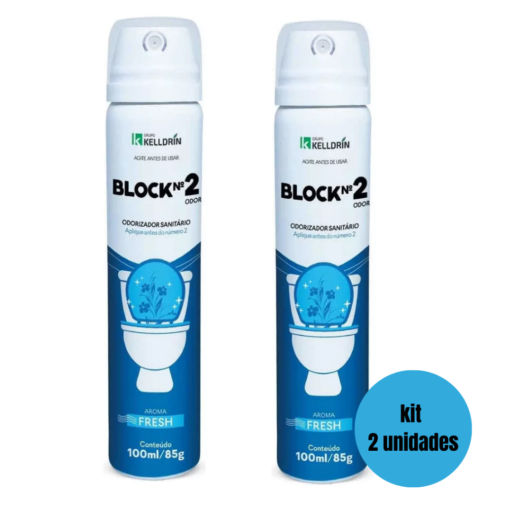 Odorizador Sanitario Block 2 unidades Fresh 100ml/85g - Kelldrin Aplique antes do numero 2