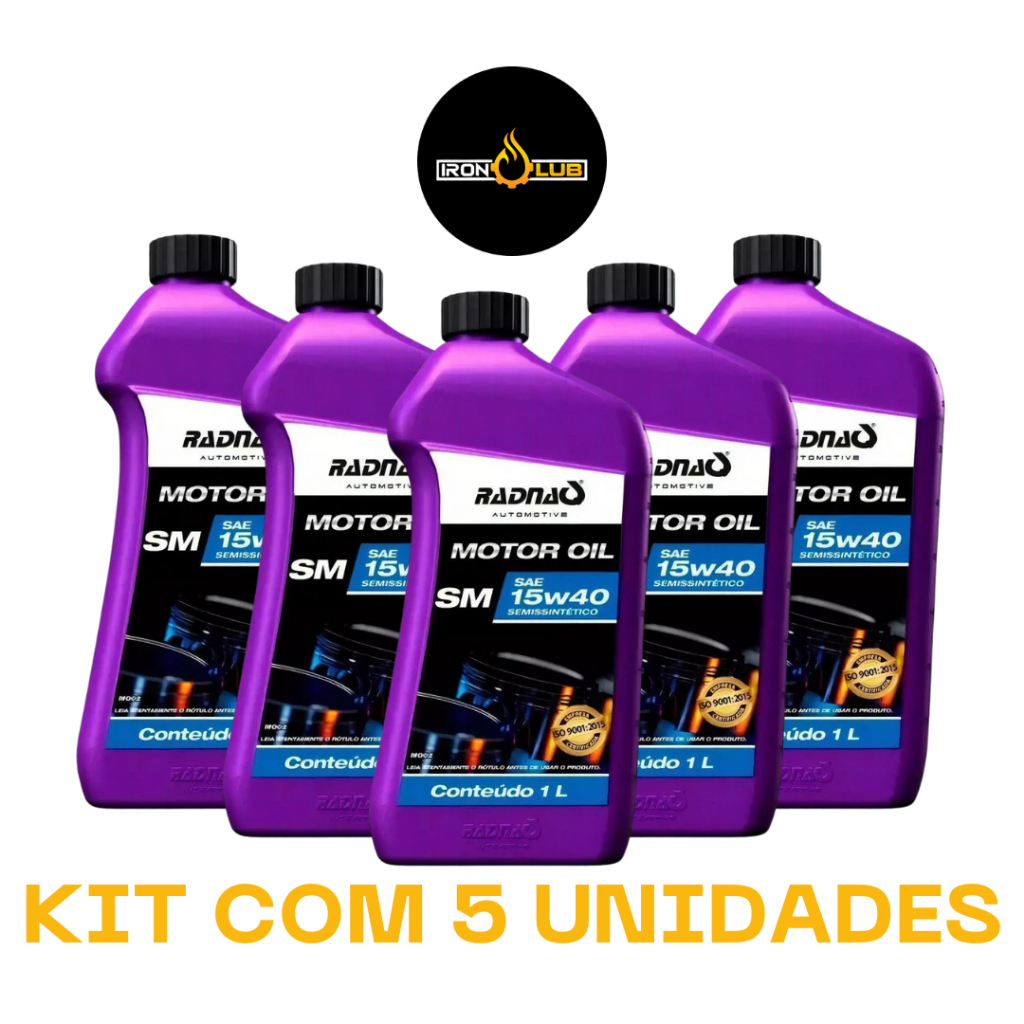 KIT 5 LITROS ÓLEO MOTOR OIL RADNAQ 15W40 SEMISSINTÉTICO