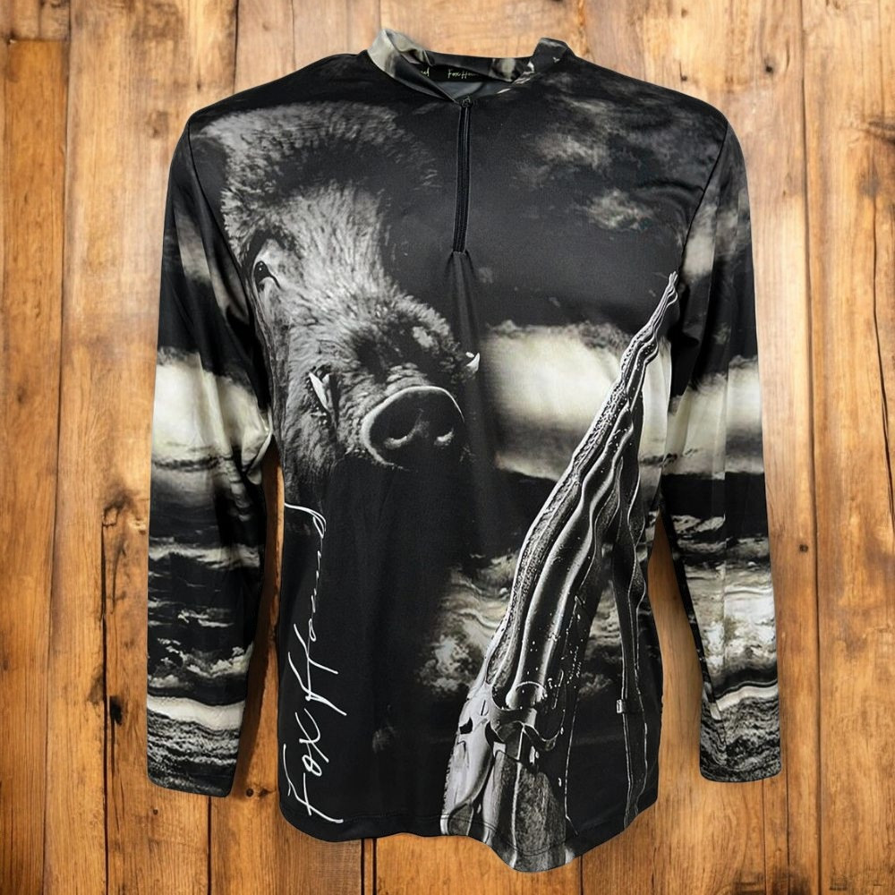 Camiseta Masculina Fox Hound Com Zíper Manga Longa Estampa Top Proteção Solar UV50+ Ref.35770