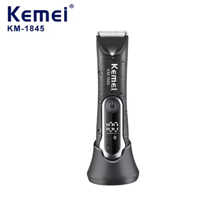 Kemei- 1845 máquina de cortar cabelo recarregável por USB sem fio, com base elétrica Display digital em Oferta na Shopee