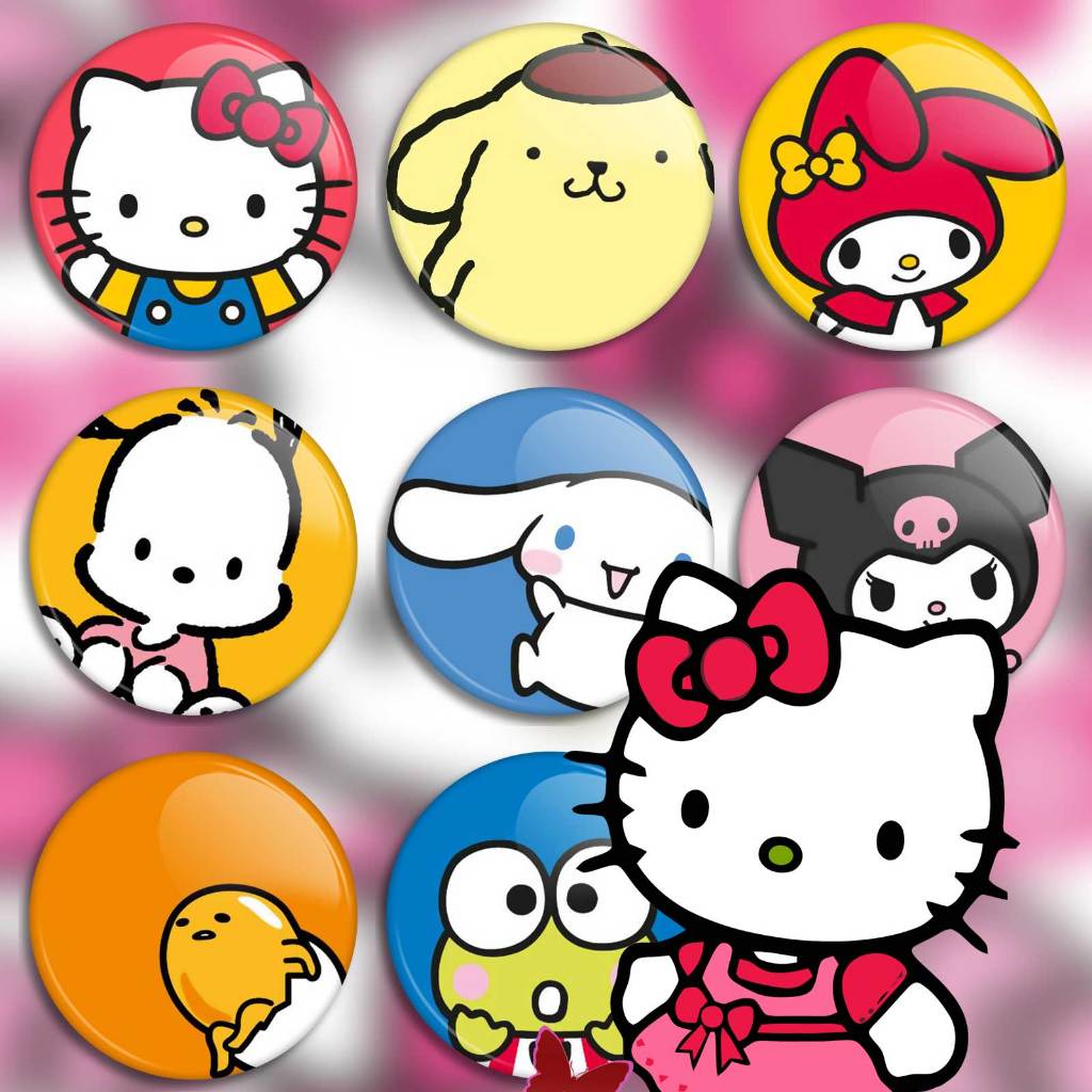 Bottons Hello Kitty e Amigos Sanrio broche alfinete boton bottom button pin hello kitty em Oferta na Shopee