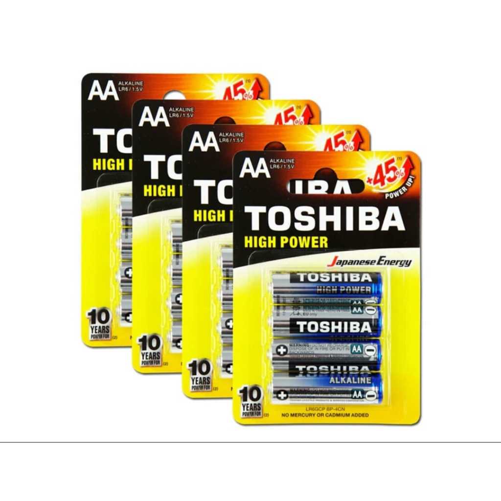 kit 4 Cartela de Pilha TOSHIBA-Alcalina AA LR6GCP 1,5V -Original em Oferta na Shopee