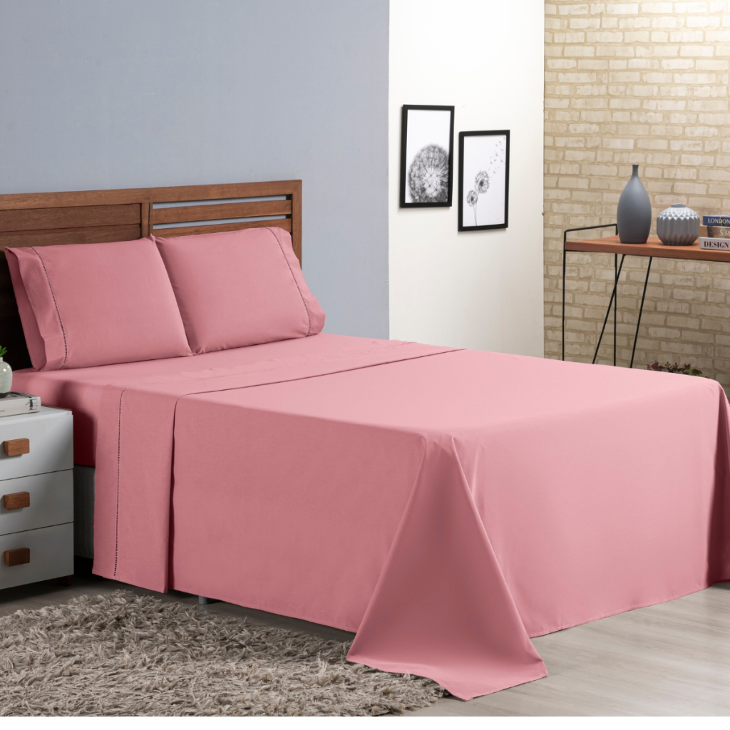 Jogo de Lençol Cama King 4 Peças Micro Percal 400 Fios Com Ponto Palito em Oferta na Shopee