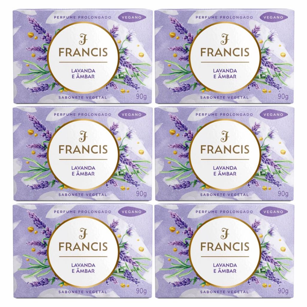 Kit 6 Sabonetes Francis Lavanda e Âmbar 90g