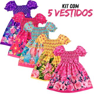 Kit 5 Vestido Ciganinha Menina Infantil Casual em Oferta na Shopee