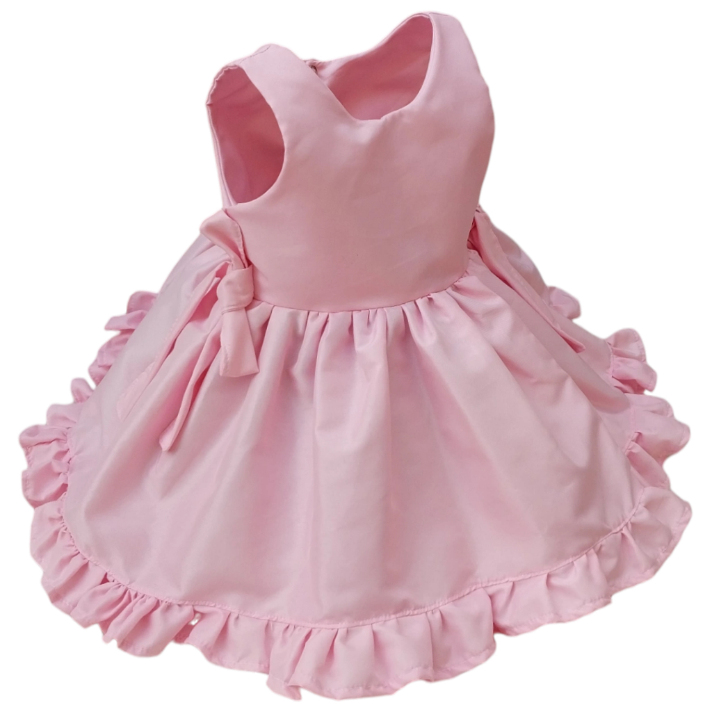Vestido Infantil Menina Luxo Rosa 100% Algodão Laura - Tam. P ao 3 anos | Diversas Cores em Oferta na Shopee