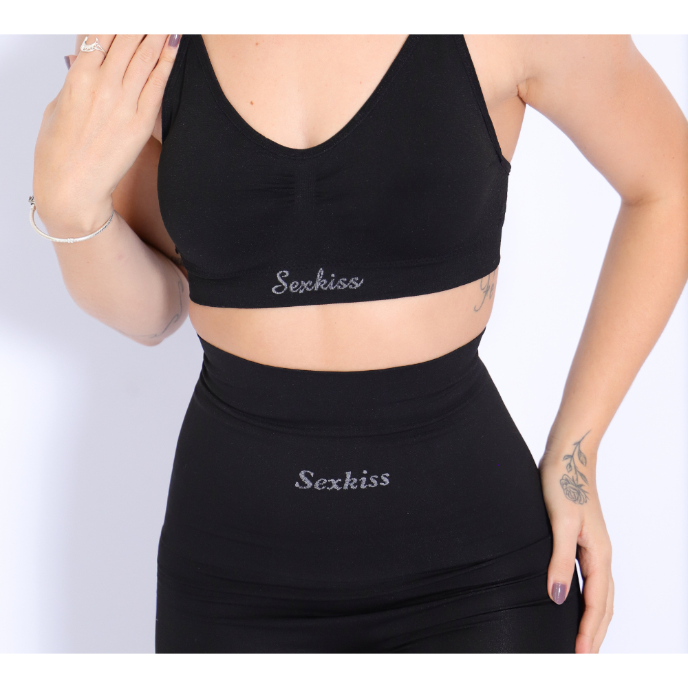 Conjunto Short Modelador Feminino com Top Cintura Alta Modela Corpo Confortável