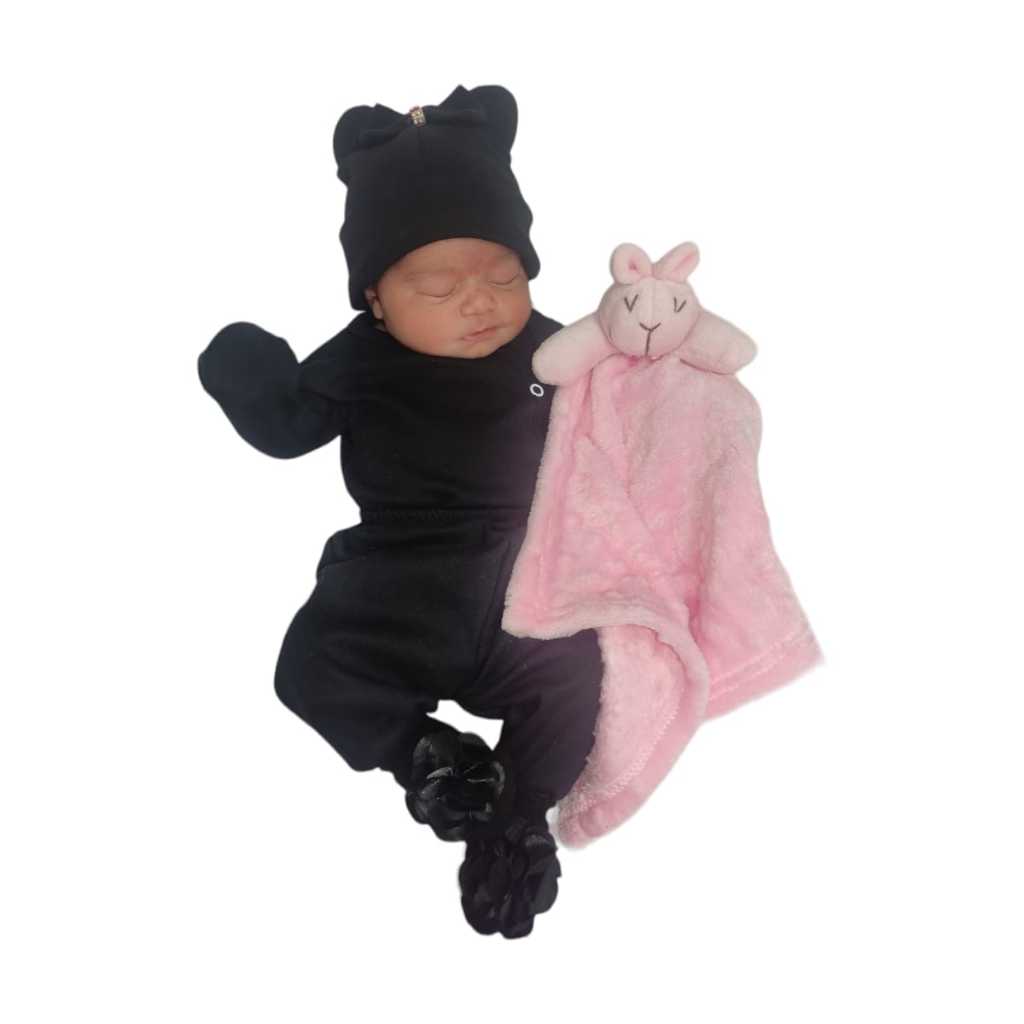 Kit 4 Peças - Body Kimono + Mijão + Touca + Naninha Presente Tamanho Prematuro ao G