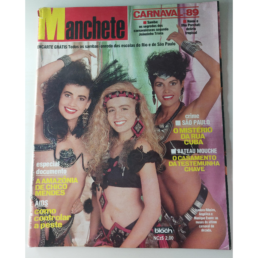 Revista Manchete Nº 1921 Angélica Monique Evans Isadora Ribeiro Carnaval 1989