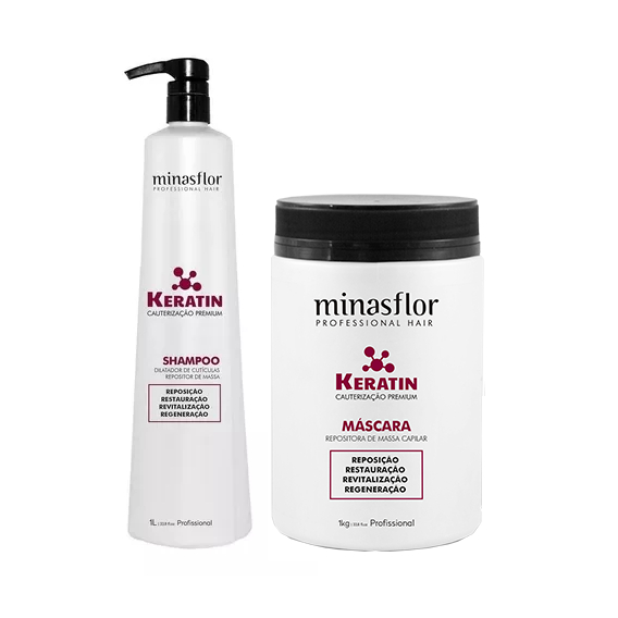 Kit Keratin Shampoo + Máscara Reposição de Massa Minasflor