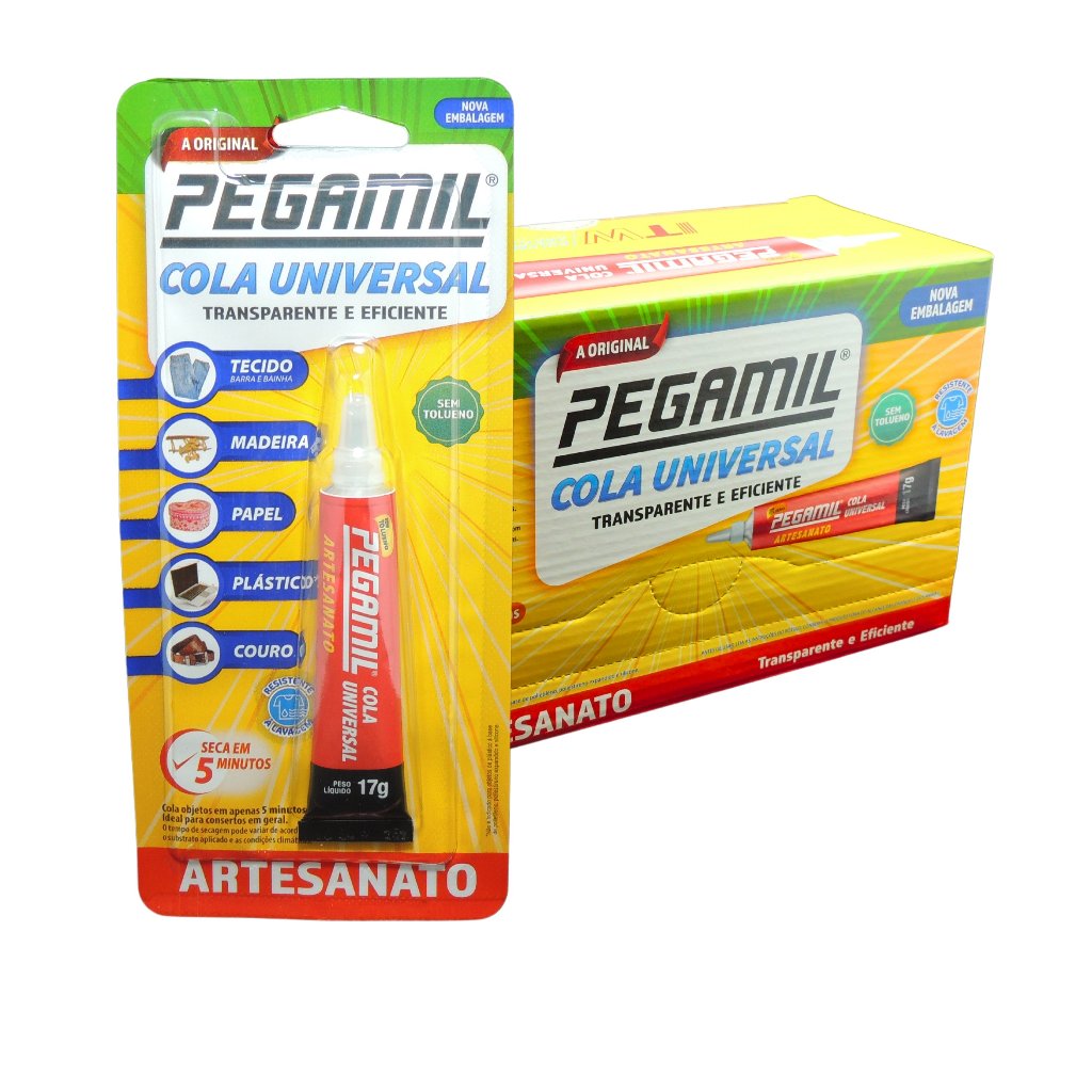 12 Cola Pegamil Universal Artesanato - 17g - Secagem Rápida Colas Adesivo Multiuso em Oferta na Shopee