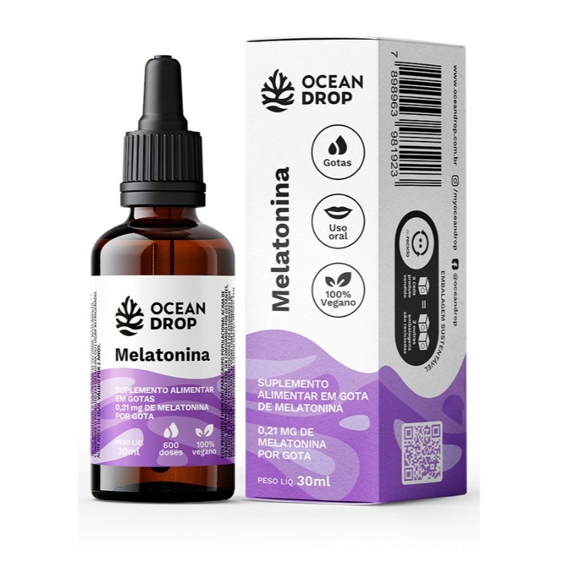 Melatonina 30ml (gotas) 210mcg 600 Doses - Ocean Drop Vegano