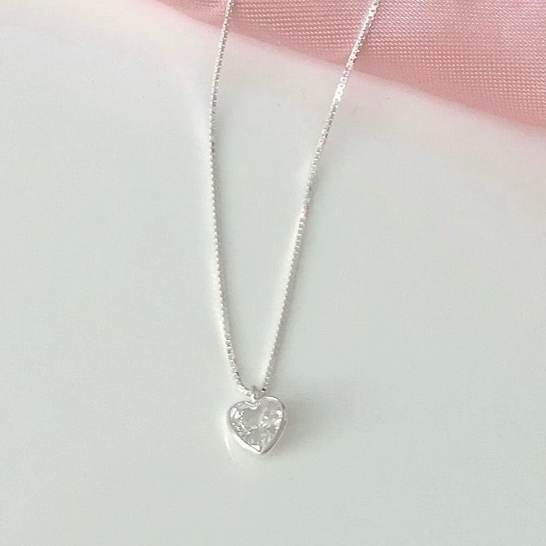 Colar corrente Prata 925 ponto de luz coração em Oferta na Shopee