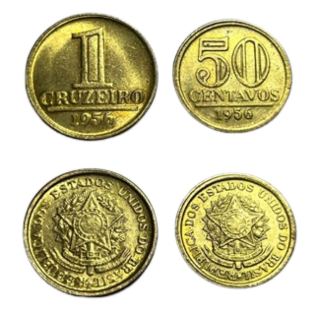 Moeda de 1 Cruzeiro e 50 centavos de 1956 - Módulo menor - Brasão da República - SOB