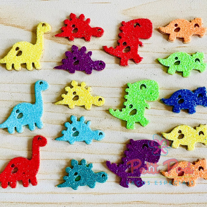 ADESIVO PET DINO GLITTER - BANHO E TOSA (20 UNIDADES)