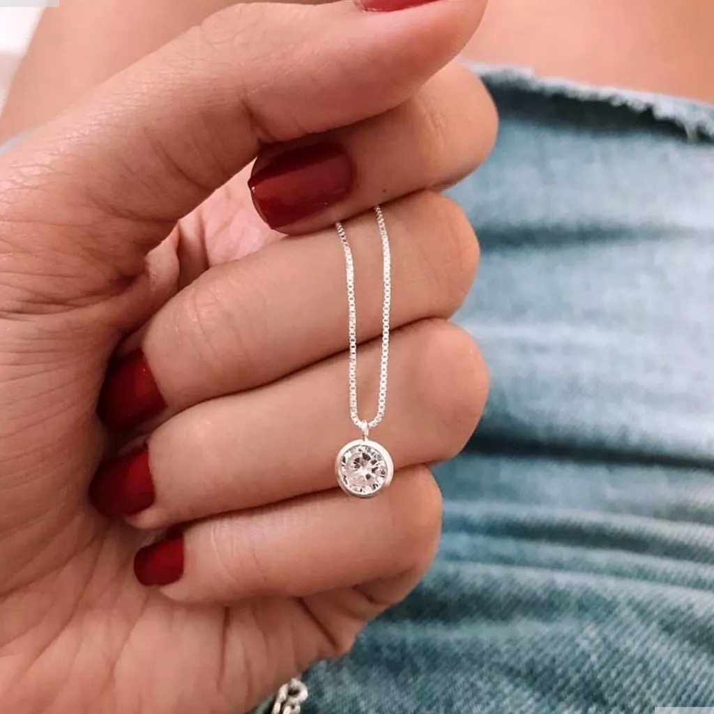 Colar Ponto de Luz Redondo Prata 925 em Oferta na Shopee