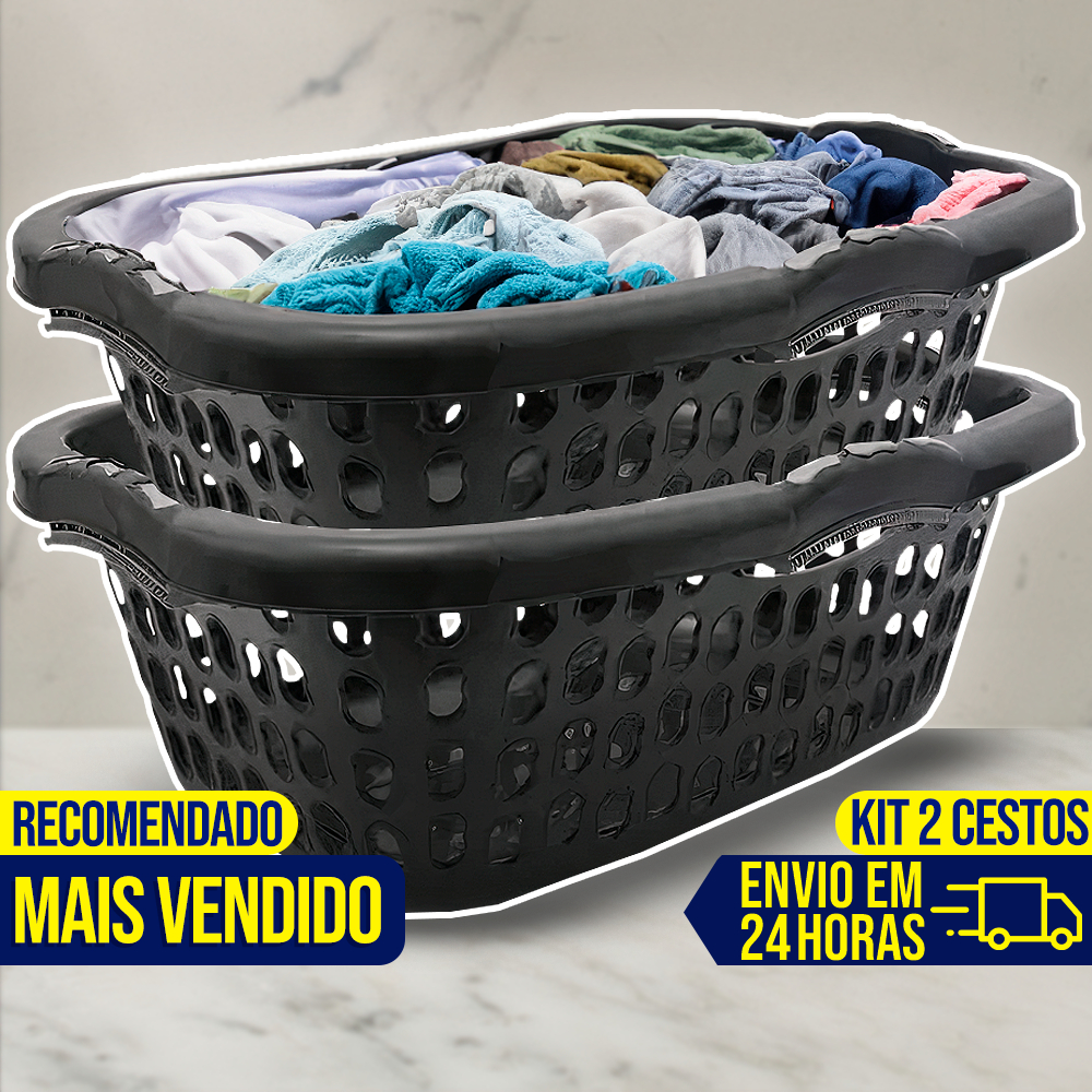 Kit 2 Cesto Telado Vertical 32 Litros Roupa Suja Multiuso GIGANTE CABE TUDO Organizador em Oferta na Shopee