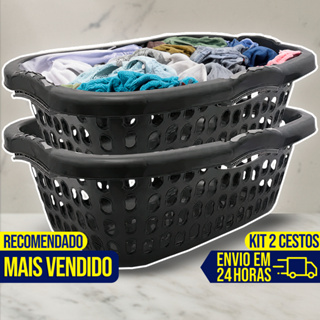 Kit 2 Cesto Telado Vertical 32 Litros Roupa Suja Multiuso GIGANTE CABE TUDO Organizador em Oferta na Shopee
