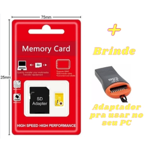 Cartão De Memoria SDHC UHS-I 64GB Extreme Classe Ultra Velocidade Segurança C10 Confiável + Adaptador USB De Brinde