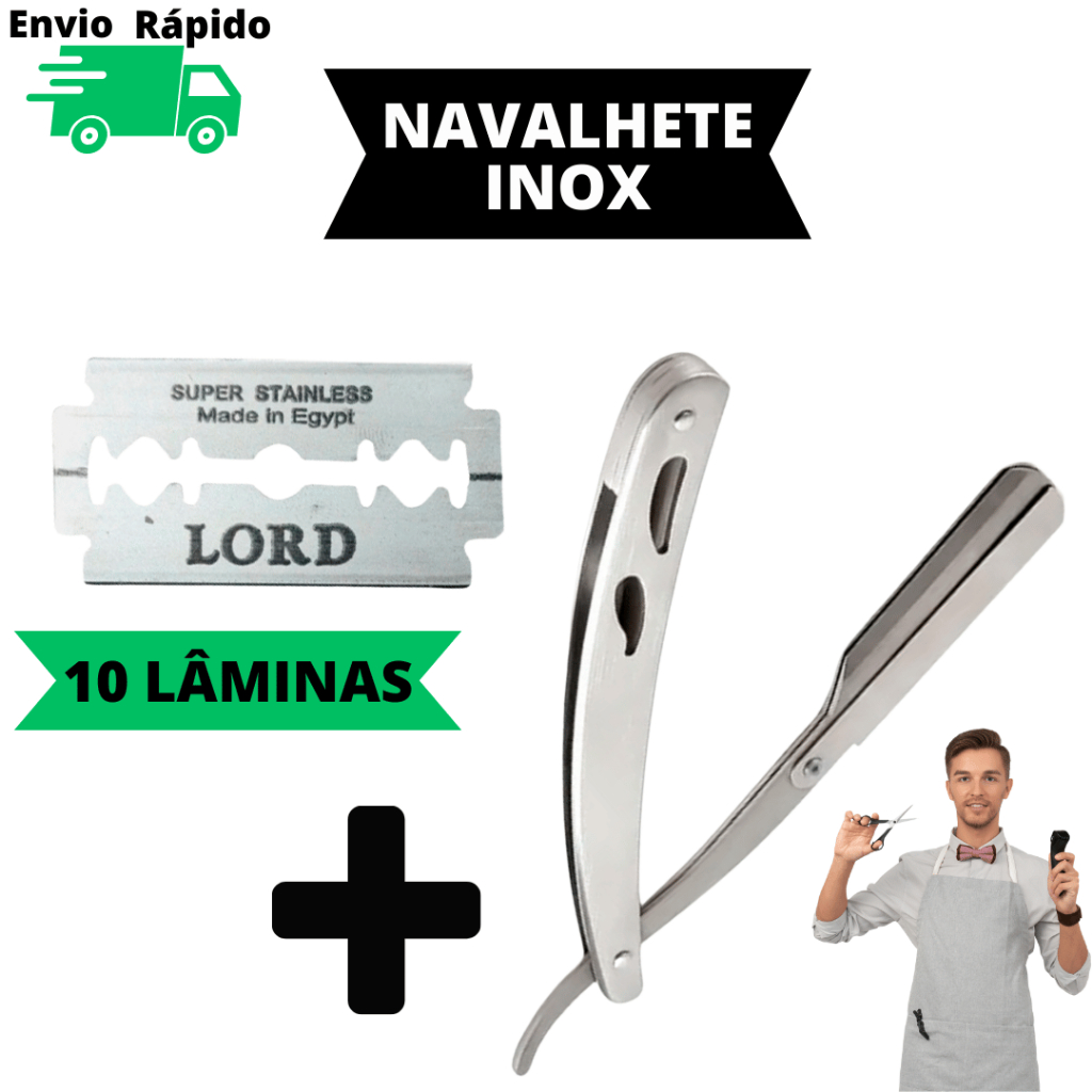 Navalhete Profissional Com 10 Lâminas Aço Inox Navalha Para Barba Sobrancelha Cortar Cabelo Design em Oferta na Shopee