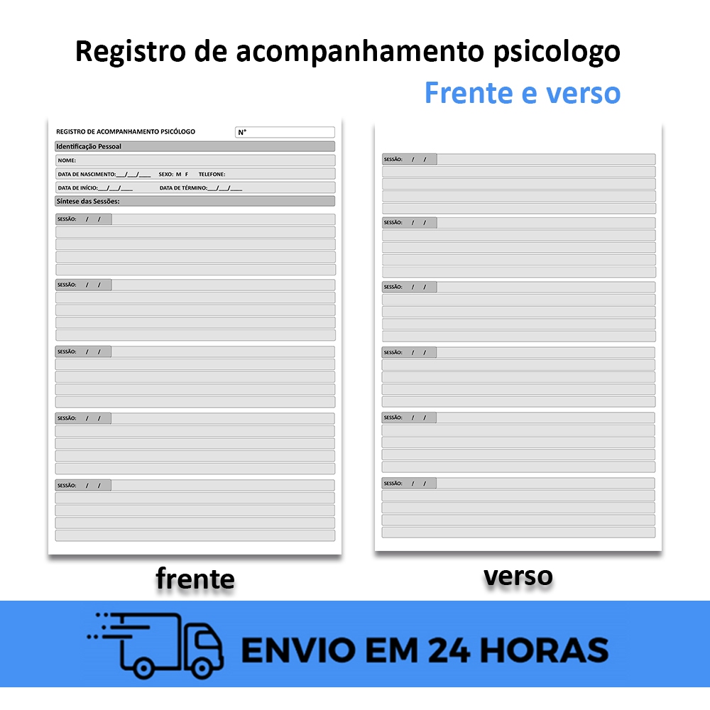 100 FOLHAS A5 14X21CM REGISTRO DE ACOMPANHAMENTO PSICOLOGO PAPEL SULFITE 90G IMPRESSÃO FRENTE E VERSO em Oferta na Shopee