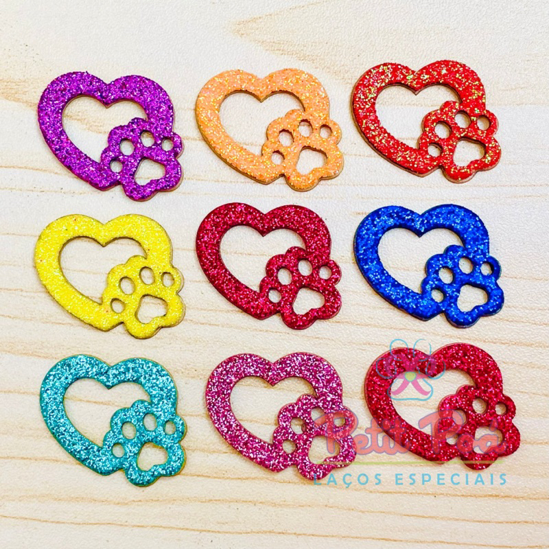 ADESIVO PET PATA CORAÇÃO GLITTER - BANHO E TOSA (20 UNIDADES) em Oferta na Shopee