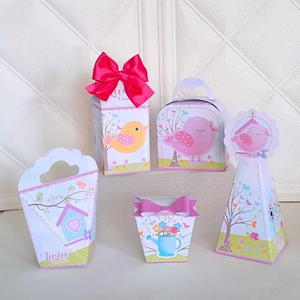 Kit Festa Personalizadas JARDIM ENCANTADO Lembrancinhas Caixinhas Aniversário Infantil - PEGUE E MONTE