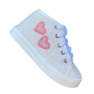Tênis Infantil Virginia Feminino Enfeite  Brilho Coração Cano Médio Escolar em Oferta na Shopee
