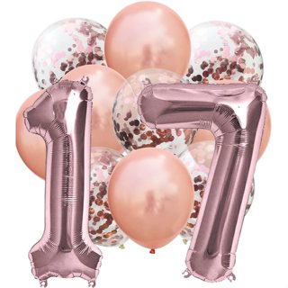 Kit 12 Balões Rose Gold  (5 bexigas Metalizadas + 5 Bexigas +Dois numero de 70cm) em Oferta na Shopee