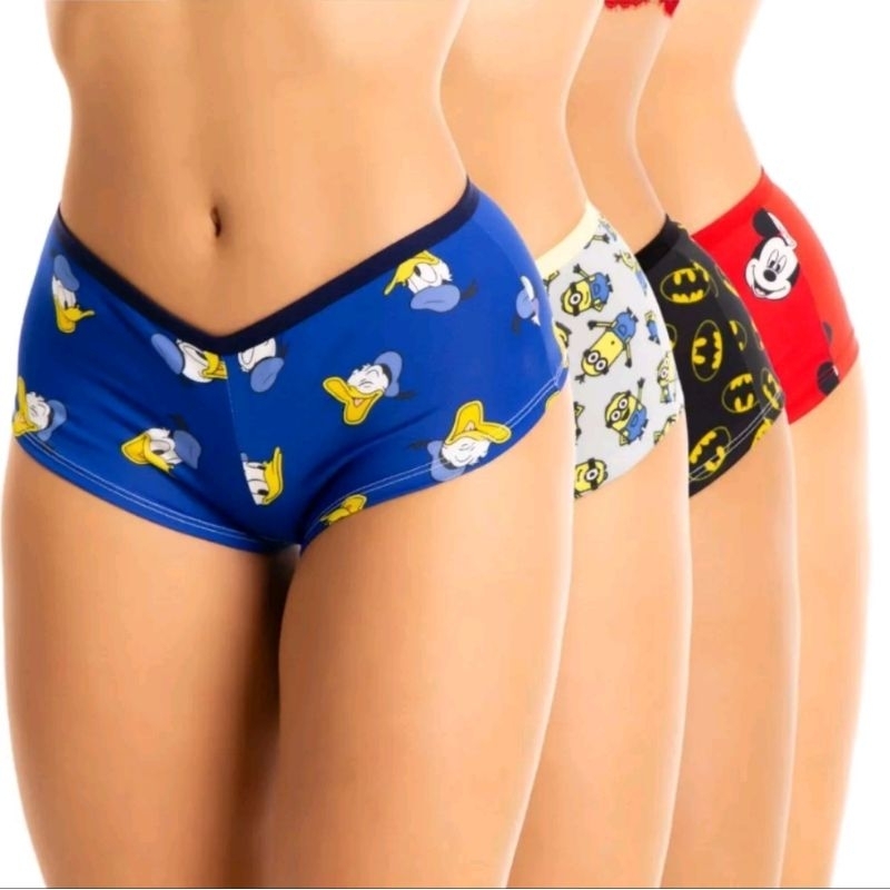 Kit 5 Shortinho Estampado Conforto Boxer Não Marca Lingerie Feminina Conforto Adulta Confortável