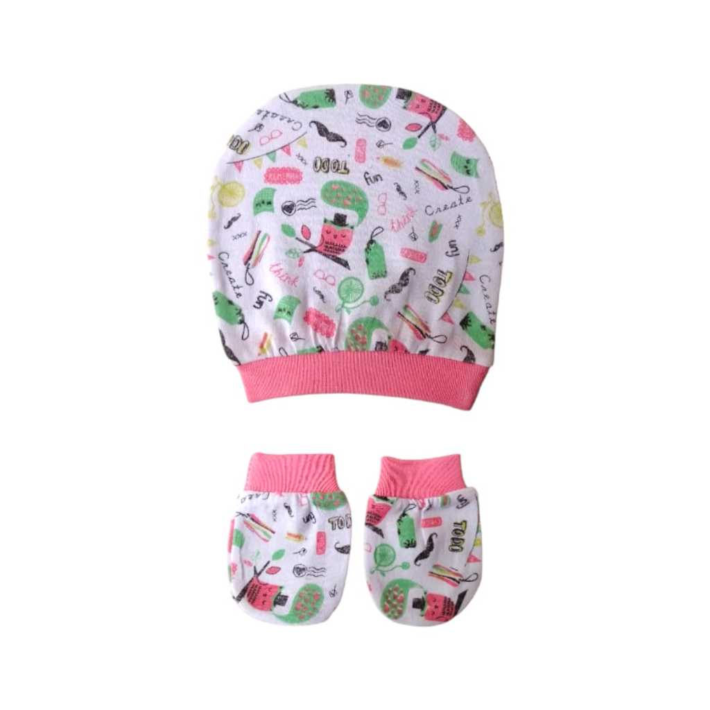 Kit Touca E Luvinhas Estampadas Para Bebê Em Suedine 100%  Algodão Luva Recém Neném Nascido Luvas Várias Cores Menina Unissex Menino Masculino Touquinha Baby Barato Promoção