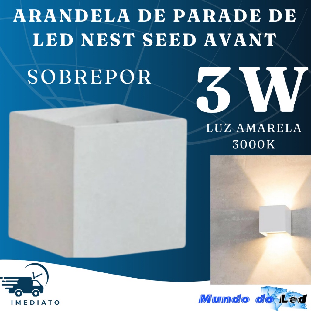 Arandela Parade Sobrepor Led Nest 3W 3000K IP20 Seed Avant