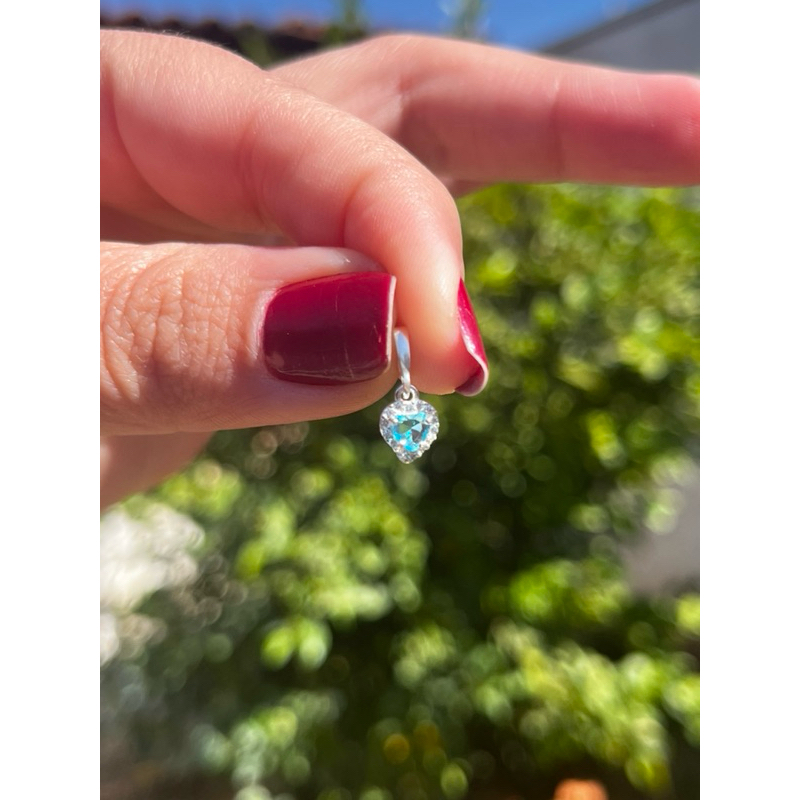 Pingente sem corrente ou berloque  de coração 4x4  com zircônia prata 925 em Oferta na Shopee