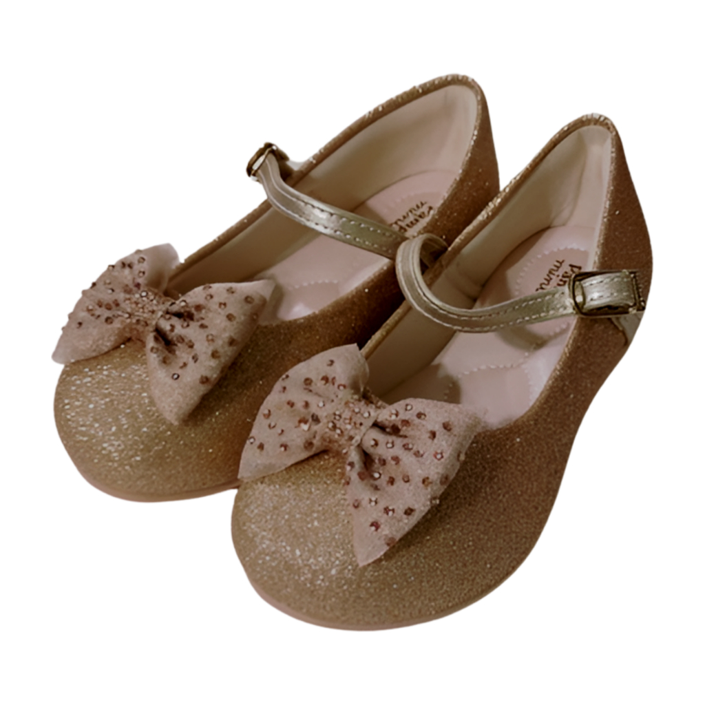 Sapato Sapatilha Infantil Pampili  Angel Em Glitter Com Laço Frappê - Tamanho 22