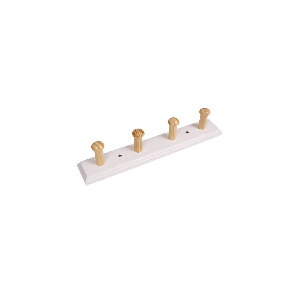 Cabideiro Pendurador De Parede Madeira Maciça  4 Ganchos Cor  Branco Para Quarto  Sala Pendurador de Roupas Bolsas.