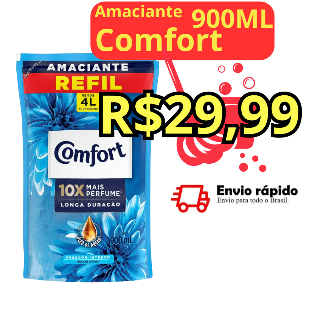 Amaciante Concentrado Comfort Frescor Intenso 900 ML Refil