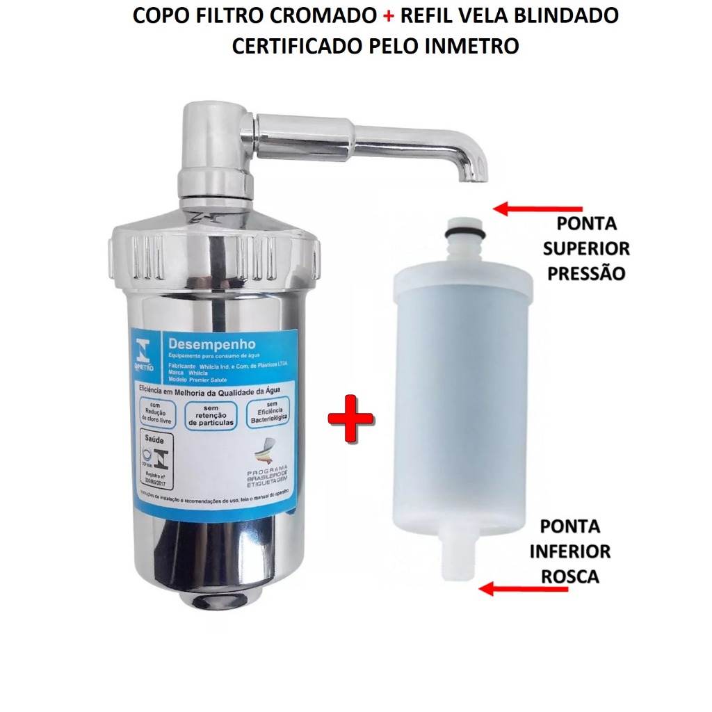 COPO CROMADO - ABS - COM FILTRO VELA DE CARVÃO ATIVADO. em Oferta na Shopee