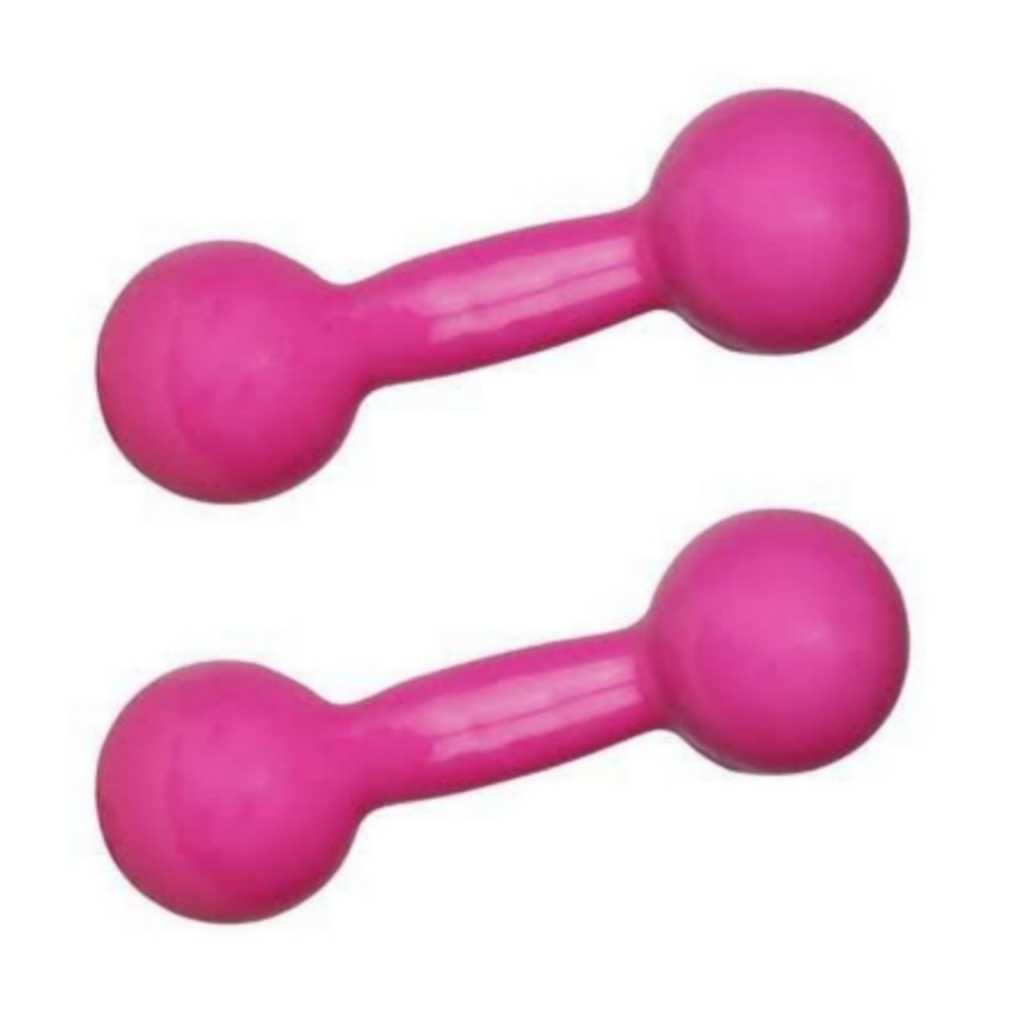 Par Halter Bola Emoborrachado 1Kg Rosa Treino em Casa