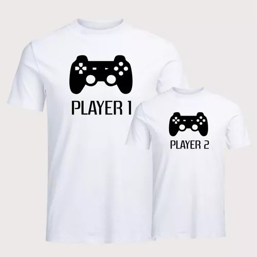 Kit C/2 Camisetas - Tal Pai Tal Filho - Player 1 E Player 2