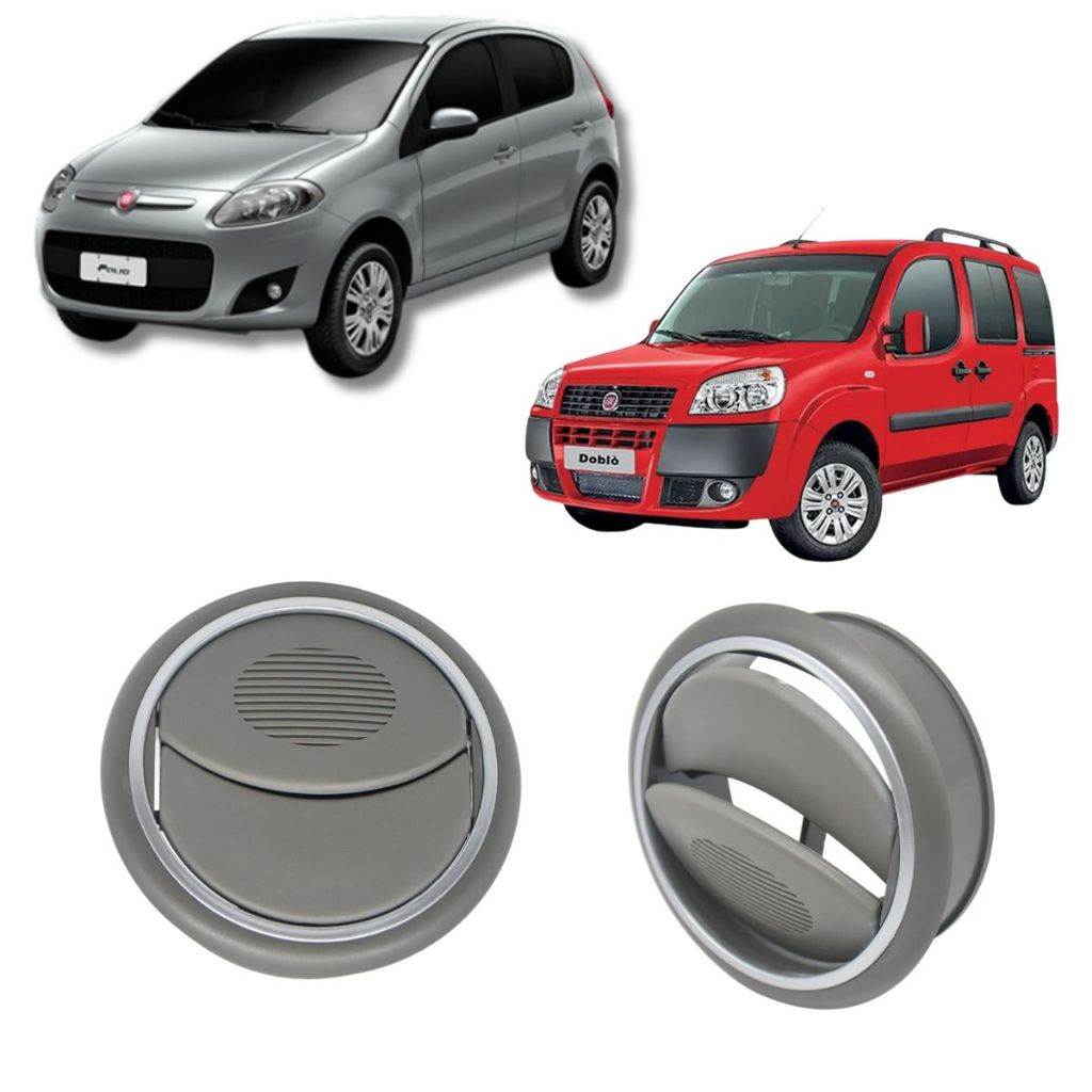 Tela Difusor de Ar Central ou Lateral DOBLO 02/18 e NOVO PALIO 12/18 - Cinza Claro com aro Prata em Oferta na Shopee