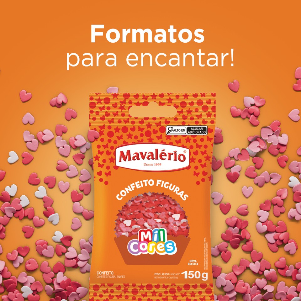 Confeito Coração 120g  Mil Cores - Mavalério